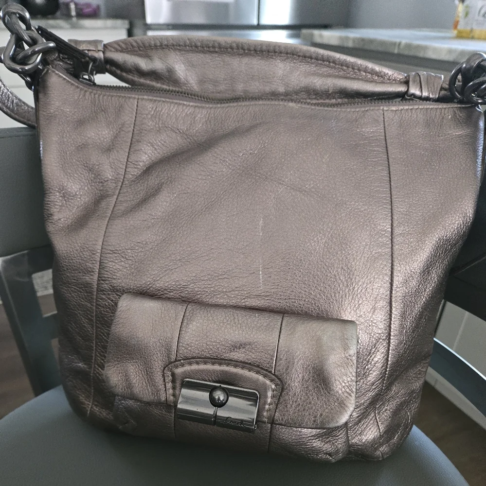 Coach Metallic Leather Shoulder Bag - Picture 1 of 9